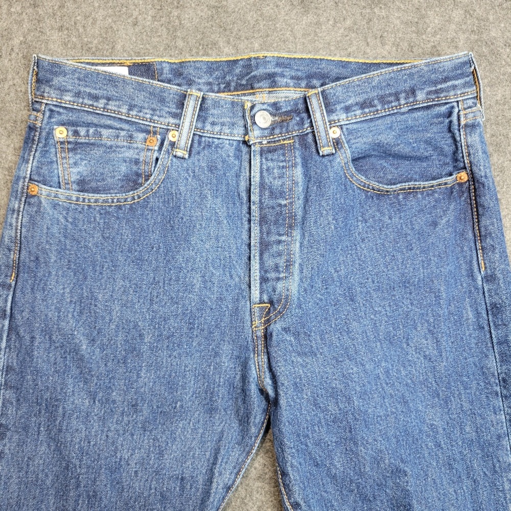 Levis 501 Jeans Mens 31x34 Blue Denim Red Tab Americana Straight Leg Button Fly - Picture 5 of 14